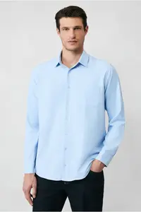 Kiğılı Long Sleeve Regular Fit Classic Collar Cotton Easy to Iron Pocket Oxford 4 Season Shirt