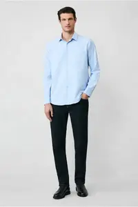Kiğılı Long Sleeve Regular Fit Classic Collar Cotton Easy to Iron Pocket Oxford 4 Season Shirt - Image 2