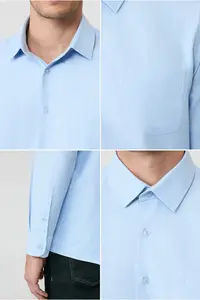 Kiğılı Long Sleeve Regular Fit Classic Collar Cotton Easy to Iron Pocket Oxford 4 Season Shirt - Image 4