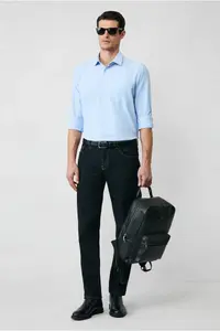 Kiğılı Long Sleeve Regular Fit Classic Collar Cotton Easy to Iron Pocket Oxford 4 Season Shirt - Image 6