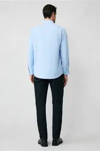 Kiğılı Long Sleeve Regular Fit Classic Collar Cotton Easy to Iron Pocket Oxford 4 Season Shirt - Image 7