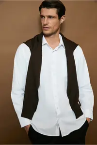 Kiğılı Long Sleeve Regular Fit Classic Collar Cotton Easy to Iron Pocket Oxford 4 Season Shirt - Image 5