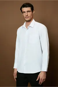 Kiğılı Long Sleeve Regular Fit Classic Collar Cotton Easy to Iron Pocket Oxford 4 Season Shirt - Image 7