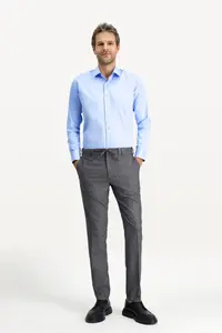 Kiğılı Long Sleeve Slim Fit Narrow Cut Classic Nano Care Water Repellent Stain Resistant 4 Seasons Cotton Shirt - Image 2
