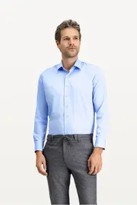 Kiğılı Long Sleeve Slim Fit Narrow Cut Classic Nano Care Water Repellent Stain Resistant 4 Seasons Cotton Shirt - Image 3
