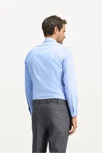 Kiğılı Long Sleeve Slim Fit Narrow Cut Classic Nano Care Water Repellent Stain Resistant 4 Seasons Cotton Shirt - Image 4