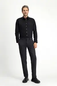 Kiğılı Long Sleeve Slim Fit Narrow Cut Classic Nano Care Water Repellent Stain Resistant 4 Seasons Cotton Shirt - Image 2