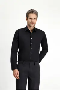 Kiğılı Long Sleeve Slim Fit Narrow Cut Classic Nano Care Water Repellent Stain Resistant 4 Seasons Cotton Shirt - Image 3