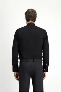 Kiğılı Long Sleeve Slim Fit Narrow Cut Classic Nano Care Water Repellent Stain Resistant 4 Seasons Cotton Shirt - Image 4
