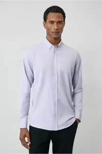Kiğılı Long Sleeve Slim Fit Button Collar Cotton Easy-Iron Oxford Shirt for 4 Seasons - Image 4