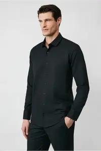 Kiğılı Long Sleeve Slim Fit Classic Collar Cotton Easy-Iron Oxford 4 Season Shirt - Image 2