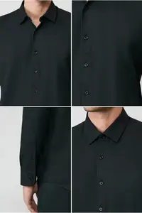 Kiğılı Long Sleeve Slim Fit Classic Collar Cotton Easy-Iron Oxford 4 Season Shirt - Image 4