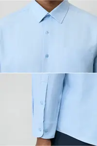 Kiğılı Long Sleeve Slim Fit Classic Collar Cotton Easy-Iron Oxford 4 Season Shirt - Image 6