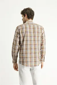Kiğılı Long Sleeve Regular Fit Plaid Sports Cotton Shirt - Image 4
