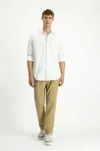 Kiğılı Long Sleeve Regular Fit Zippered Cotton Shirt - Image 3