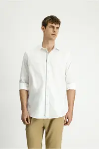 Kiğılı Long Sleeve Regular Fit Zippered Cotton Shirt - Image 4