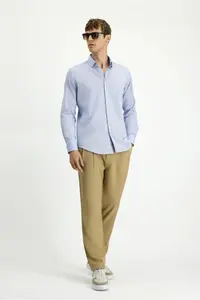 Kiğılı Long Sleeve Slim Fit Slim Fit Classic Patterned Cotton Shirt - Image 2