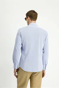Kiğılı Long Sleeve Slim Fit Slim Fit Classic Patterned Cotton Shirt - Image 5