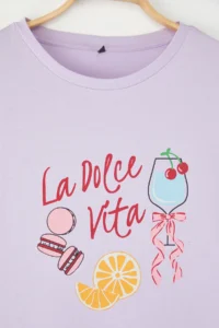 Trendyol Curve Lilac Cocktail Printed Fit Plus Size T-Shirt - Image 6