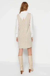 TRENDYOLMİLLA Stone Mini Braided Knitwear Gilet Dress - Image 6