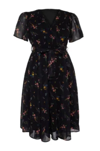 Trendyol Curve Multicolored flower patterned Siphon Double breasted Weaving Dress - Image 7