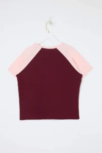 Trendyol Curve Burgundy Color Bloklu Printed 100% Cotton Knitting Plus Size T-Shirt - Image 2