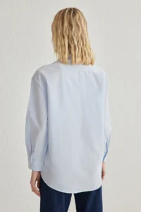 TRENDYOLMİLLA Mavi Regular Normal Pattern Weaving Shirt - Image 5