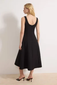 TRENDYOLMİLLA Black Skirt Opened at Waist Midi Weaving Dress - Image 4