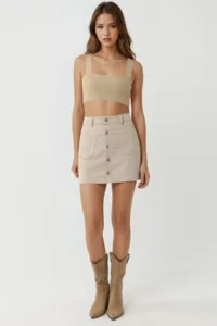 Hiccup Buttoned High Waist Mini Skirt - Image 6