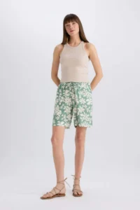 DeFacto High Waist Patterned Wide Leg Viscose Shorts - Image 2