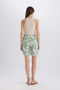 DeFacto High Waist Patterned Wide Leg Viscose Shorts - Image 6