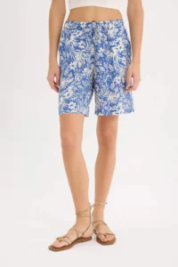 DeFacto High Waist Patterned Wide Leg Viscose Shorts - Image 4