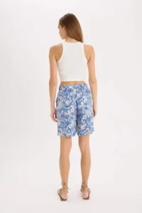 DeFacto High Waist Patterned Wide Leg Viscose Shorts - Image 6