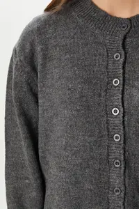 Lovelyİstanbul buttoned Wool Efektli Knitwear Cardigan  Anthracite - Image 4