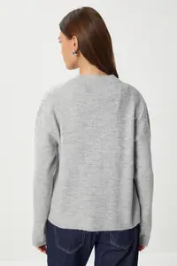 Lovelyİstanbul buttoned Wool Efektli Knitwear Cardigan  Gray - Image 5
