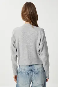 Lovelyİstanbul buttoned Wool Efektli Knitwear Cardigan  Gray - Image 4