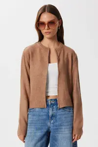 Lovelyİstanbul Zippered Knitwear Cardigan  Dusty Rose