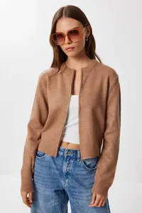 Lovelyİstanbul Zippered Knitwear Cardigan  Dusty Rose - Image 2