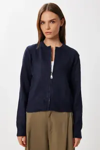 Lovelyİstanbul Zippered Knitwear Cardigan  Navy Blue - Image 4