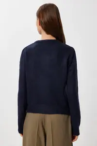 Lovelyİstanbul Zippered Knitwear Cardigan  Navy Blue - Image 5