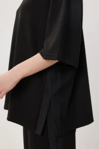 Lovelyİstanbul Oversize Slit and Parachute Garnished Modal Suit  BLACK - Image 4