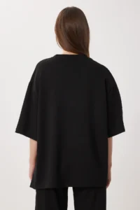 Lovelyİstanbul Oversize Slit and Parachute Garnished Modal Suit  BLACK - Image 8