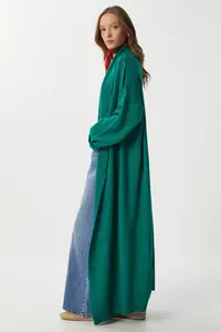 Lovelyİstanbul Oversized LONG Knitwear Cardigan  Green