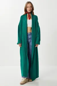 Lovelyİstanbul Oversized LONG Knitwear Cardigan  Green - Image 3