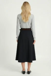 Lovelyİstanbul Arched flared LONG Weaving Skirt  Navy Blue - Image 6