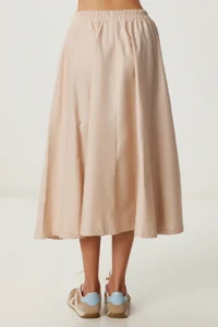 Lovelyİstanbul Binding Detailed flared Weaving Skirt  KOYU Cream - Image 5