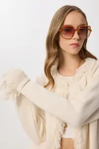 Lovelyİstanbul Fringed Knitwear Cardigan  Bonnet