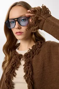 Lovelyİstanbul Fringed Knitwear Cardigan  Brown - Image 4