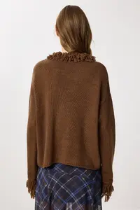 Lovelyİstanbul Fringed Knitwear Cardigan  Brown - Image 5