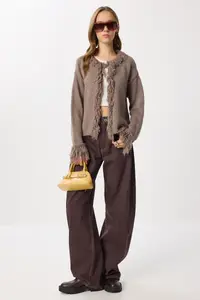 Lovelyİstanbul Fringed Knitwear Cardigan  Mink - Image 2